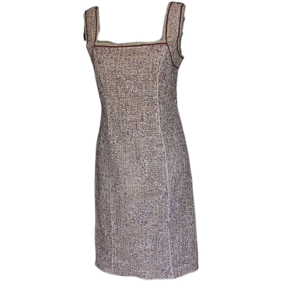 NWOT Worth New York Tweed Shift Dress Red And White Square Neck Sleeveless 6